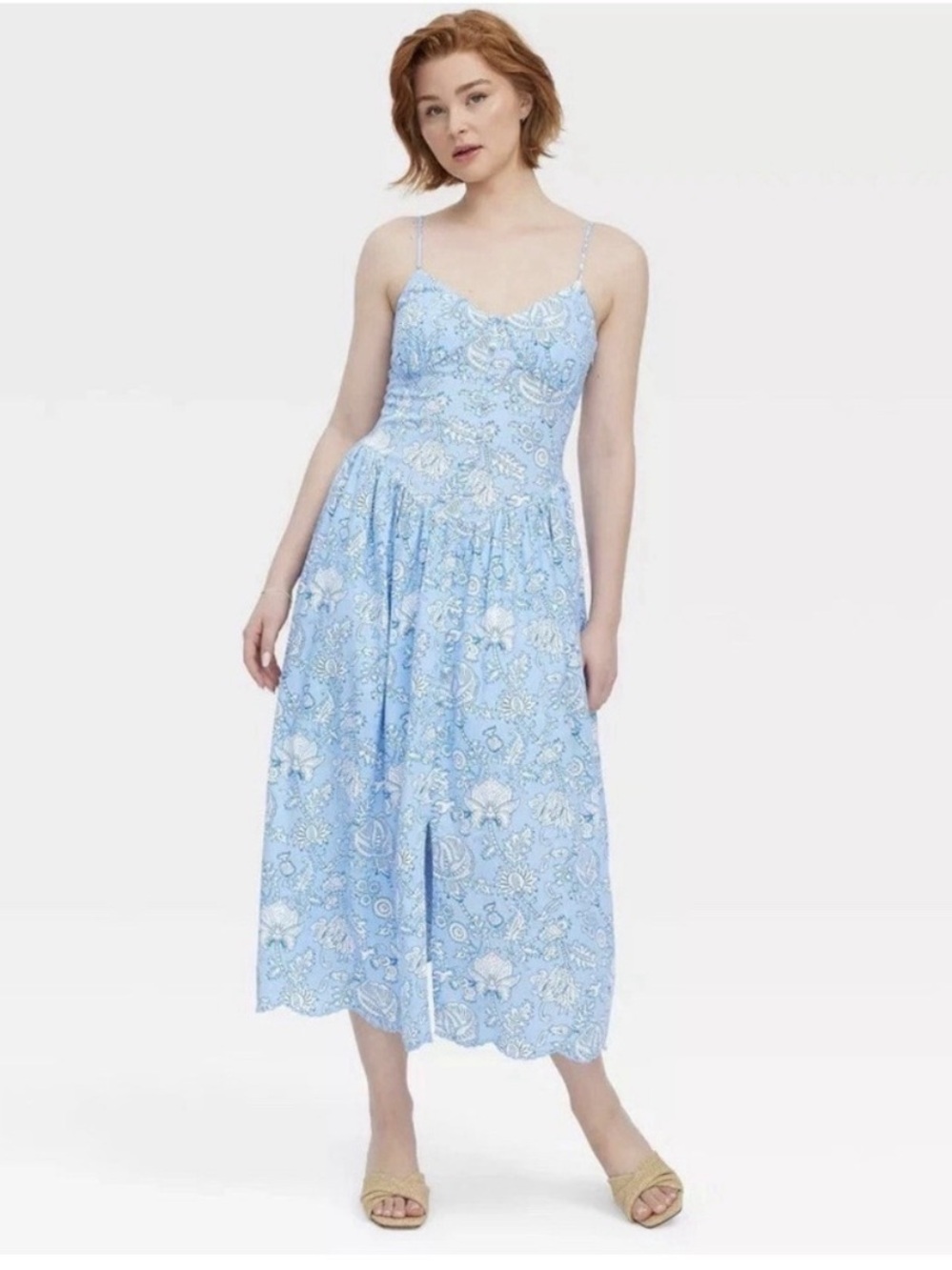 Roller Rabbit x Target Floral Vines Drop Waist Dress in Blue Cottage Beach